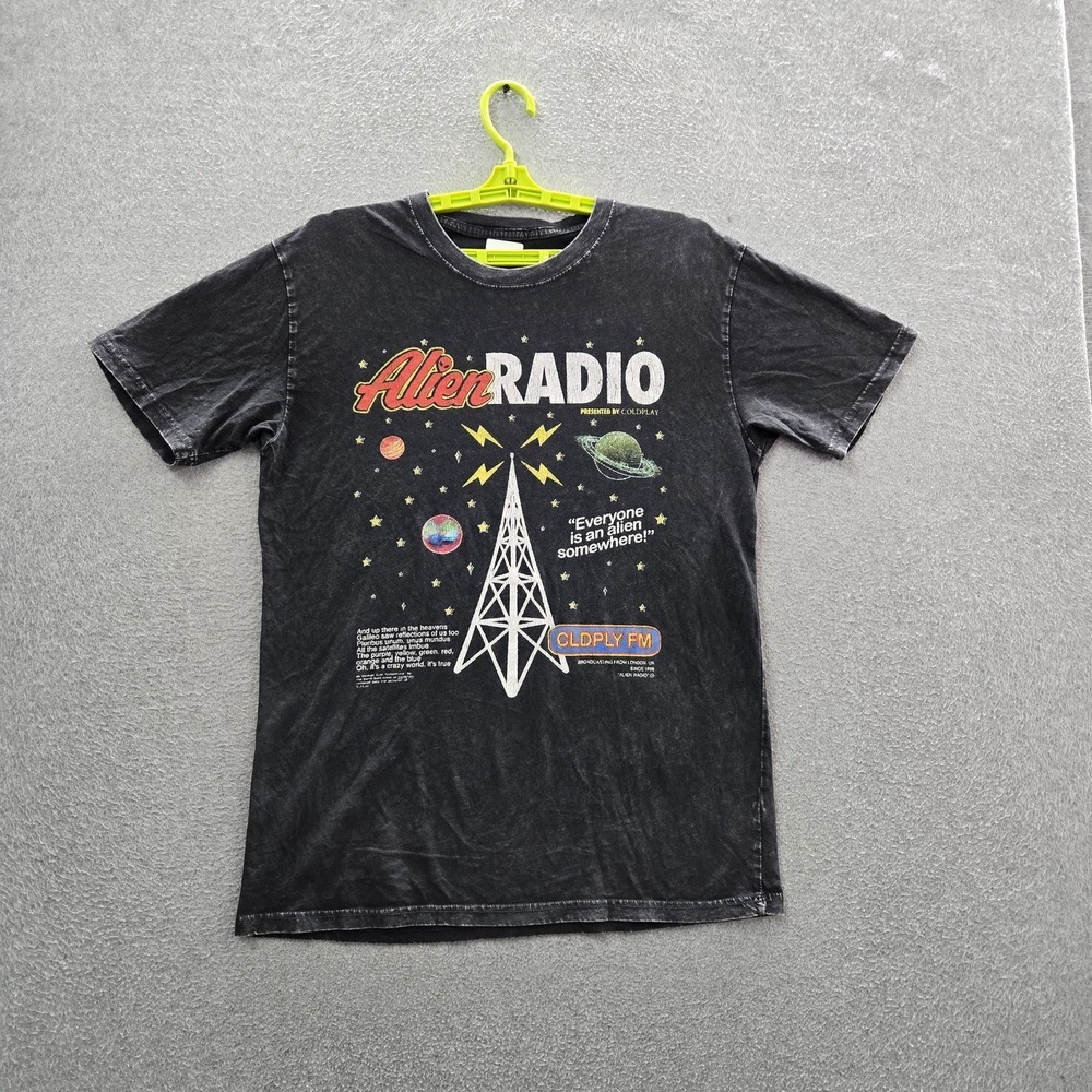 Coldplay Men Shirt M Black Alien Radio Tour Music Of The Spheres‎ Band Tee